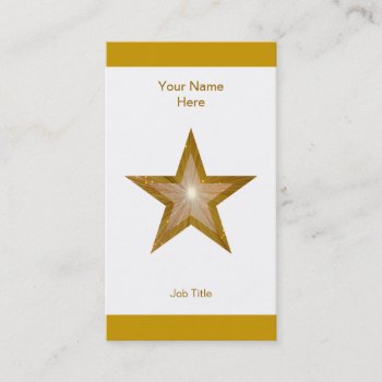 Gold Star Business Card White Stripe Vertical by jessperry at Zazzle