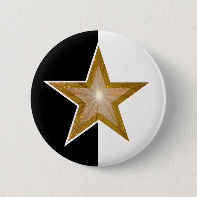 Gold Star button black white (Front)
