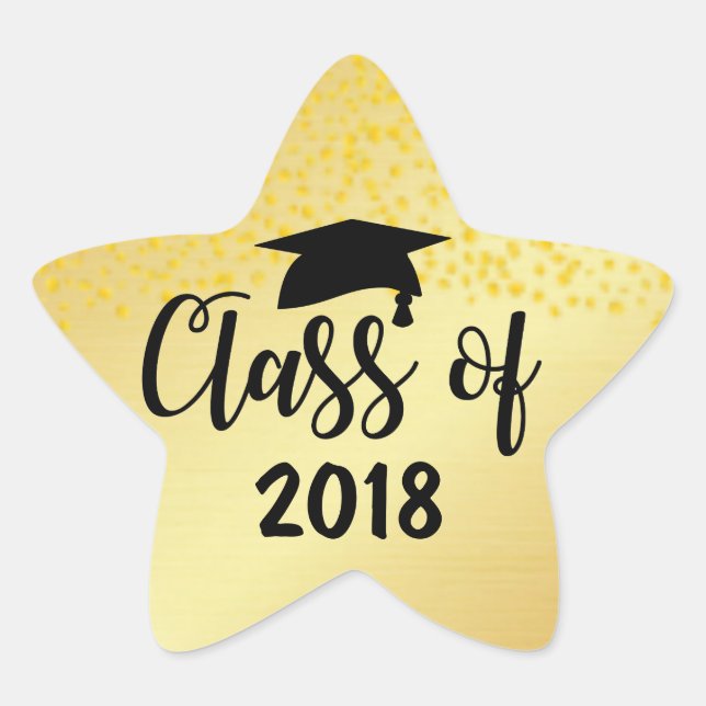 Gold Star Class of 2018 Custom Graduation Sticker (Front)