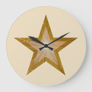 "Gold" Star clock round cream