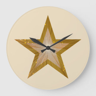 "Gold" Star clock round cream