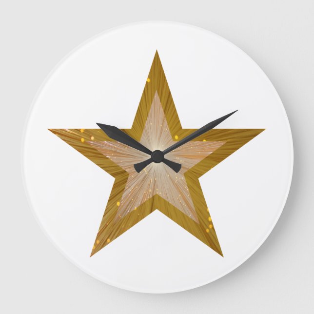 "Gold" Star clock round white (Front)