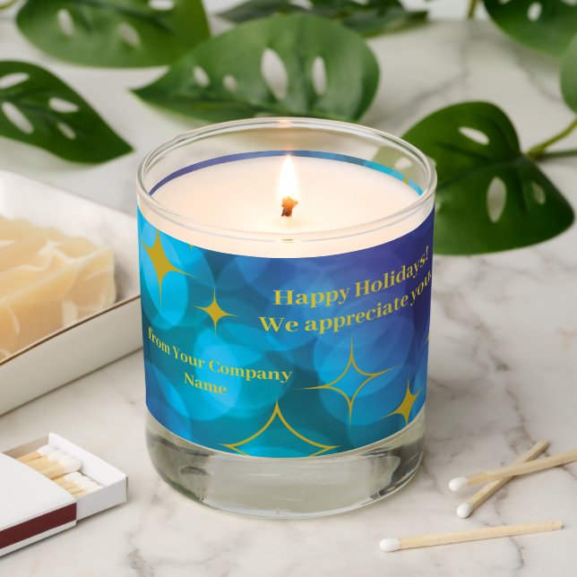 Gold Star Company Name Holiday Christmas  Scented Candle (Lit)