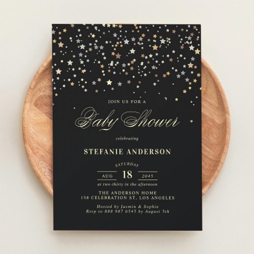 Gold Star Confetti Baby Shower Invitation
