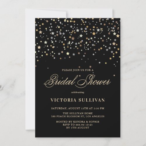 Gold Star Confetti Bridal Shower Invitation