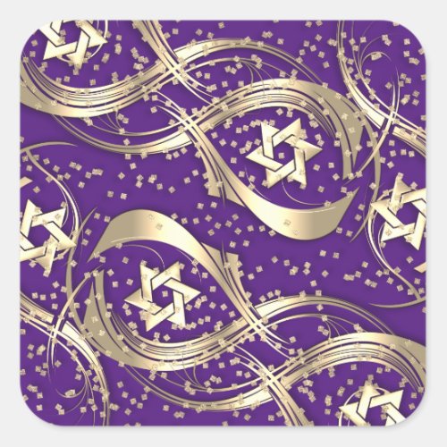 Gold Star Confetti Flourish Square Sticker