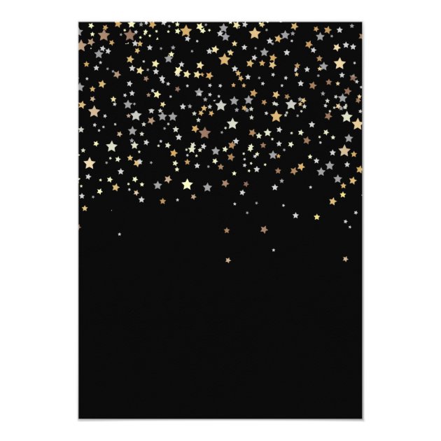 Gold Star Confetti New Year's Eve Party Invitation