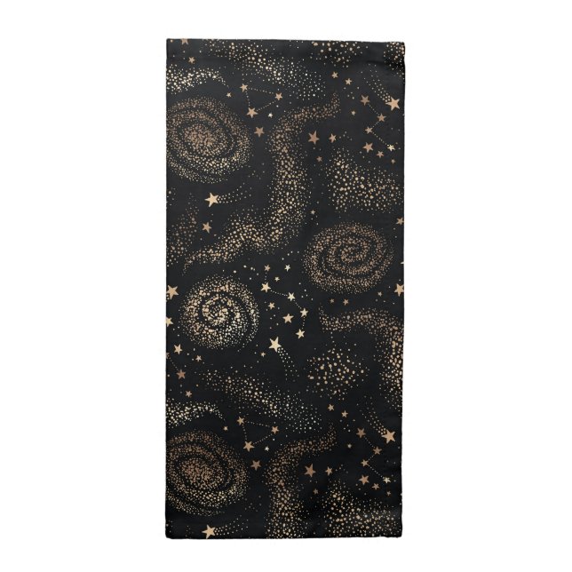 Gold Star Constellation Galaxy Pattern Cloth Napkin (Half Fold)