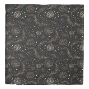 Gold Star Constellation Galaxy Pattern Duvet Cover