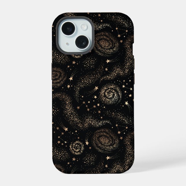 Gold Star Constellation Galaxy Pattern Iphone Case (Back)