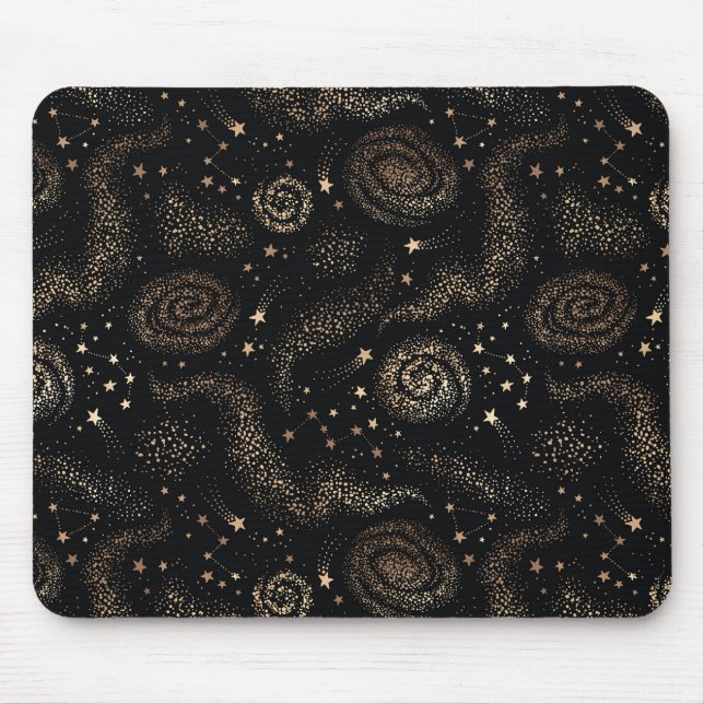 Gold Star Constellation Galaxy Pattern Mouse Pad (Front)