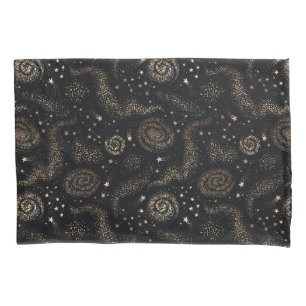 Gold Star Constellation Galaxy Pattern Pillow Case
