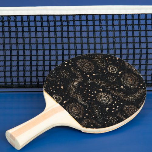 Gold Star Constellation Galaxy Pattern Ping Pong Paddle