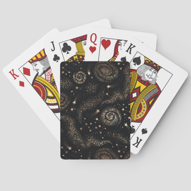 Gold Star Constellation Galaxy Pattern Poker Cards (Back)