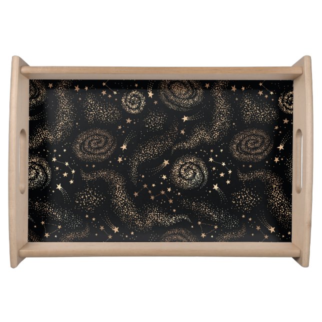 Gold Star Constellation Galaxy Pattern Serving Tray (Front)
