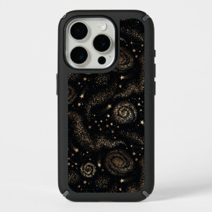 Gold Star Constellation Galaxy Pattern iPhone 15 Pro Case