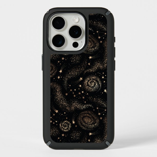 Gold Star Constellation Galaxy Pattern Speck iPhone Case (Front)