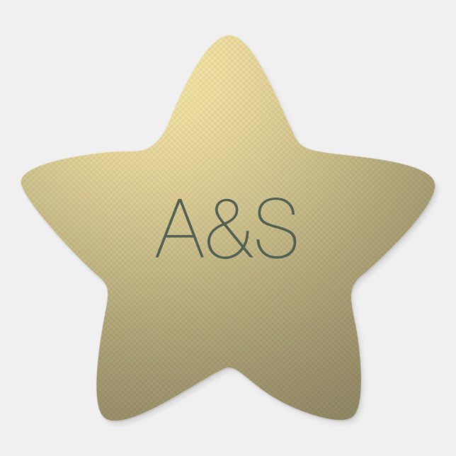 Gold Star Corporate Business Holiday Monogram Star Sticker (Front)