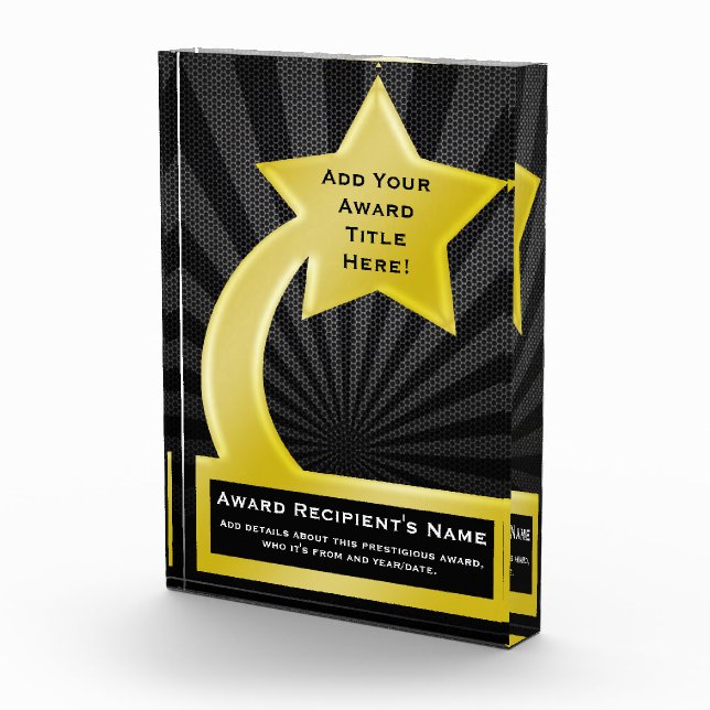 Gold Star Custom Personalized Acrylic Award (Right)