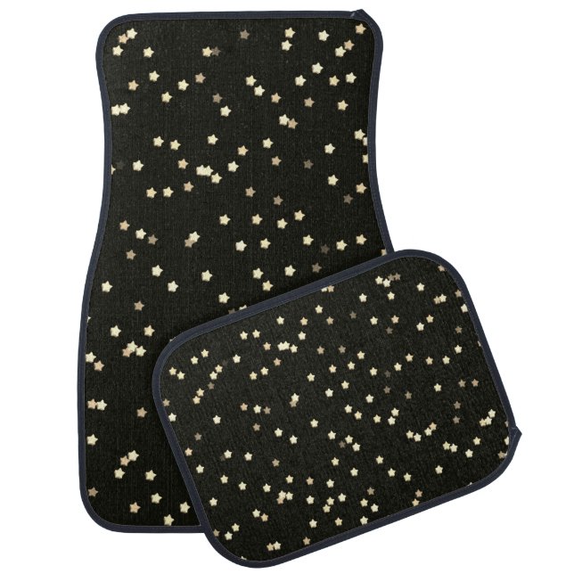 Gold Star Design On Black Car Floor Mat (Set)