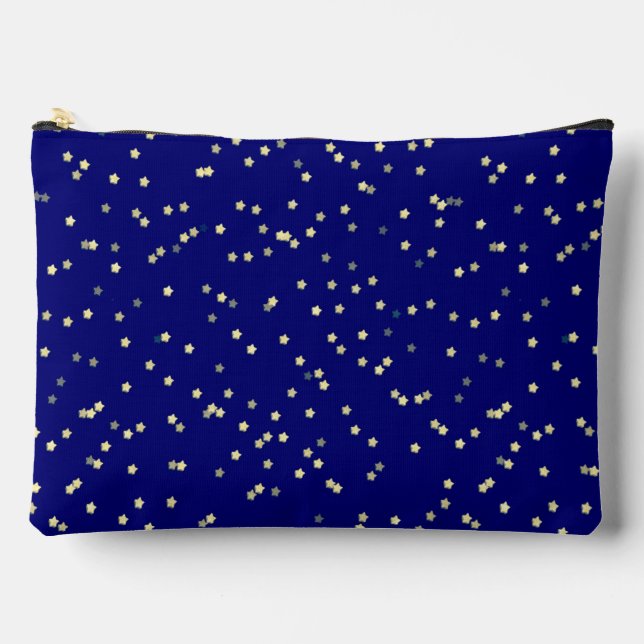 Gold Star Design On Blue Accessory Pouch (Front)