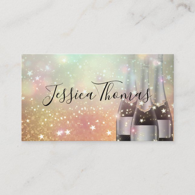 Gold Star Dust | Champagne Bottles Business Card (Front)