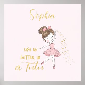 Gold Star Dust Cute Pink Ballerina Nursery 