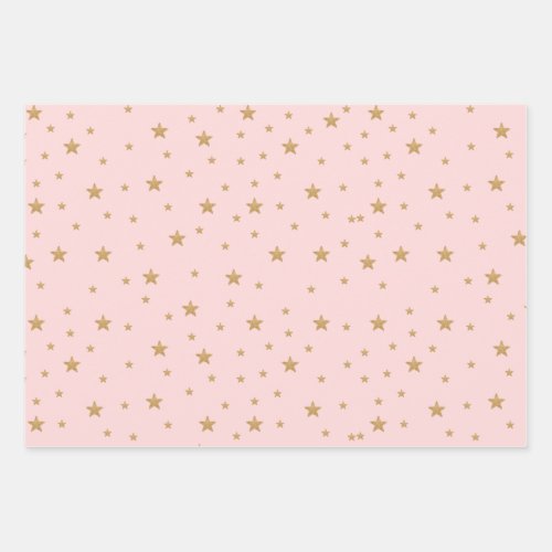 Gold Star Elegant Glitter Modern Girl Baby Shower  Wrapping Paper Sheets