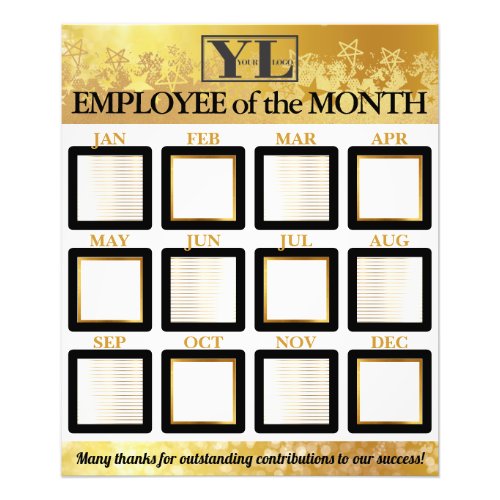 Gold star employee of the month photo display