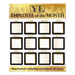 Gold star employee of the month photo display print