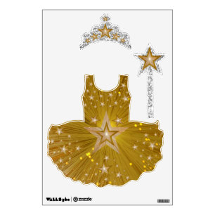 "Gold" Star fairy princess faux glitter print Wall Decal