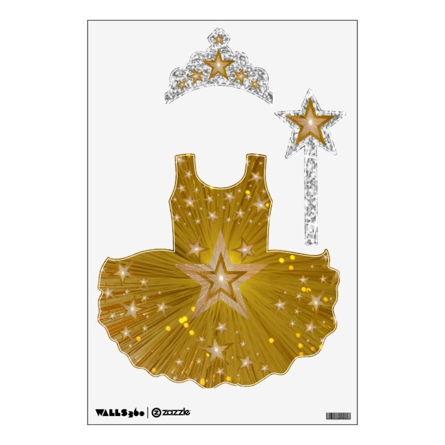 "Gold" Star fairy princess faux glitter print Wall Decal (Front)