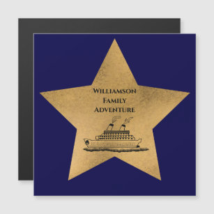 Gold Star Family Cruise Ship Door Blue Magnet