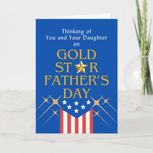 Gold Star Fathers Day Daughter Remembrance Card