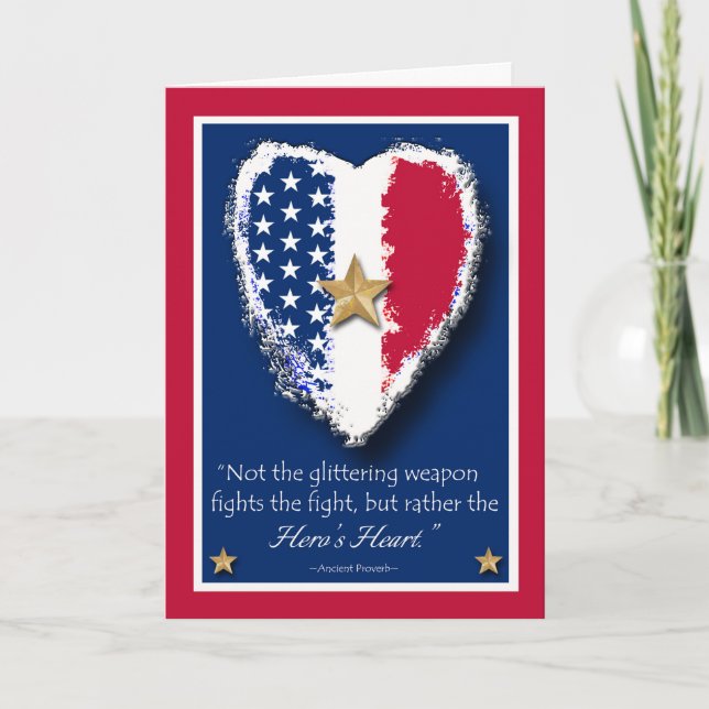 Gold Star Father's Day with Patriotic Hero Quote Card (Front)