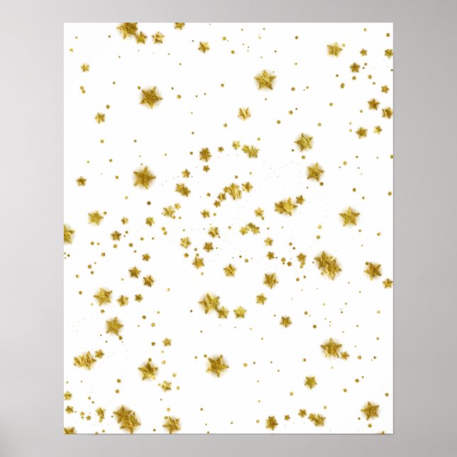Gold Star Faux Foil Sequin Background Stars Design Poster (Front)