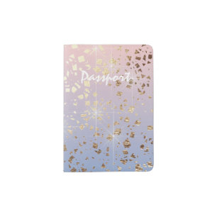 Gold Star Foil Sparkle Rose Quartz Serenity Blue Passport Holder