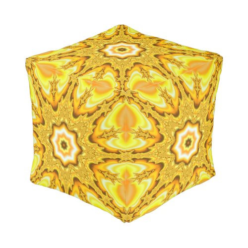 Gold Star Fractal Cube Pouf