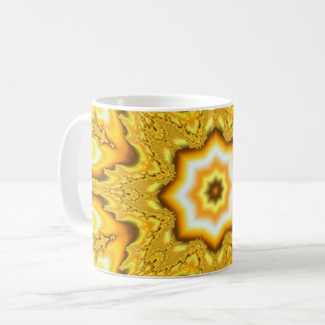 Gold Star Fractal Mug (Front Left)