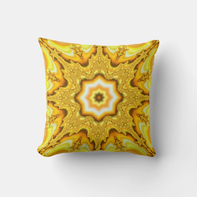 Gold Star Fractal Pillow (Front)