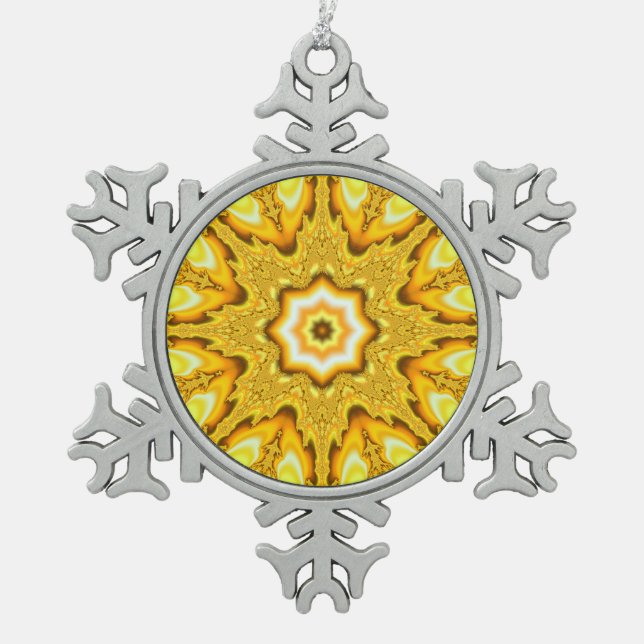 Gold Star Fractal Snowflake Ornament (Front)