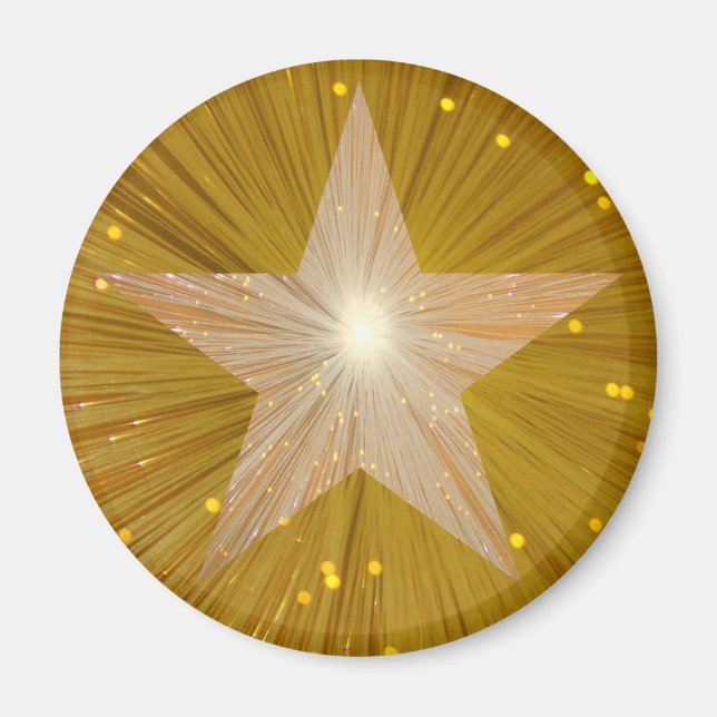 Gold Star fridge magnet round (Front)