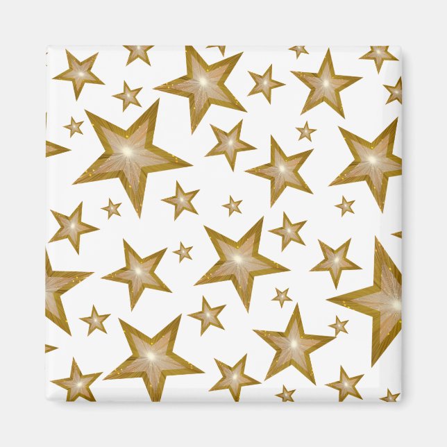 Gold Star fridge magnet square white (Front)