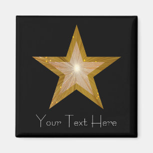 Gold Star fridge 'Your Text' magnet square black