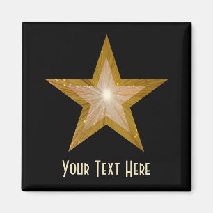 Gold Star fridge 'Your Text' magnet square black