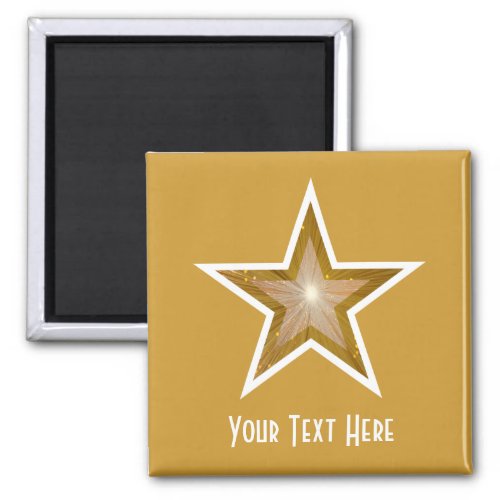 Gold Star fridge Your Text magnet square gold