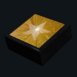 "Gold" Star gift box<br><div class="desc">Modern design with a "shining" gold and white star on a "glowing" yellow background. Gift box with a customizable design for you to personalise with your own text, images and ideas. Please note that this is a printed image created using original photographs and digital techniques, it does not shine or...</div>