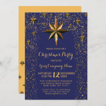 Gold Star Glitter Confetti Corporate Christmas Invitation