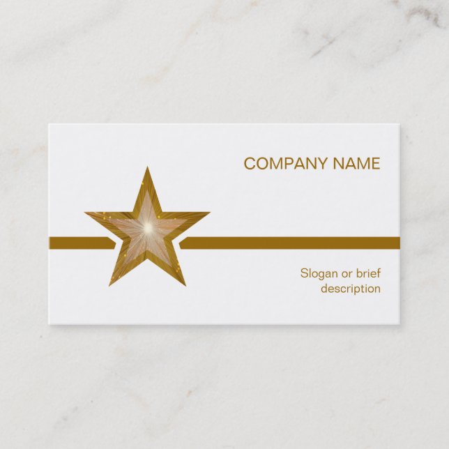 Gold Star gold line business card template white (Front)