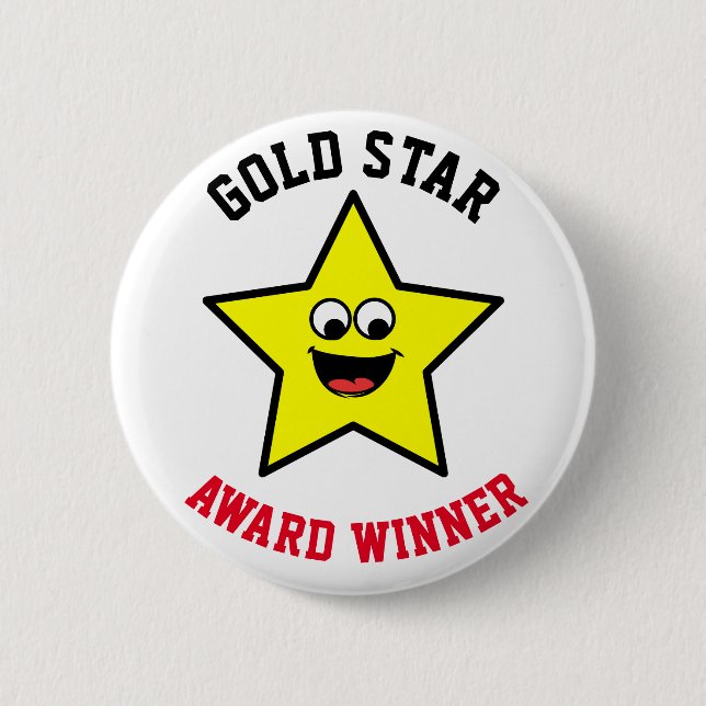 Gold Star Good Job Reward Button (Front)